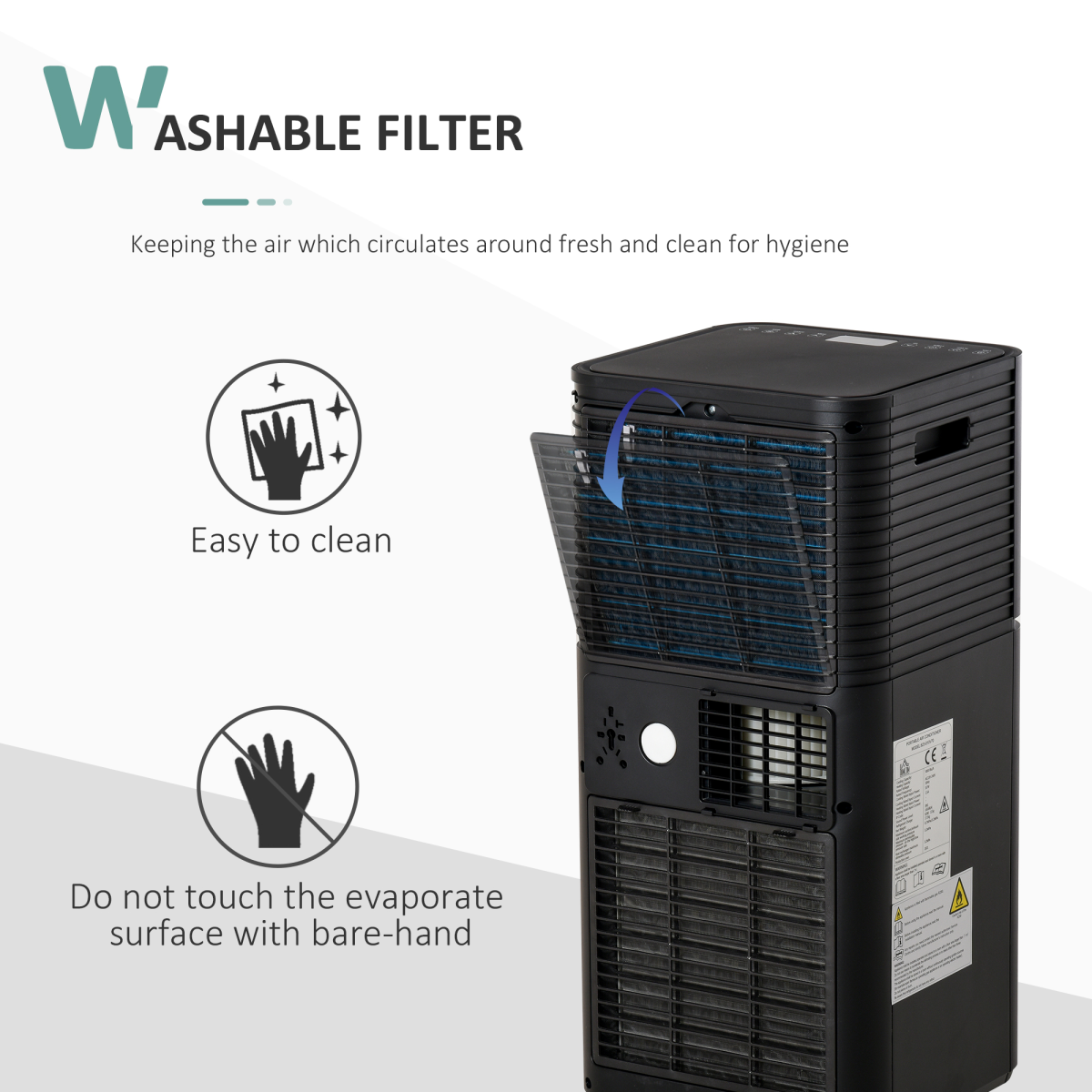 5000 BTU Portable Air Conditioner 4-in-1 4 Modes LED Timer Remote R290 HOMCOM