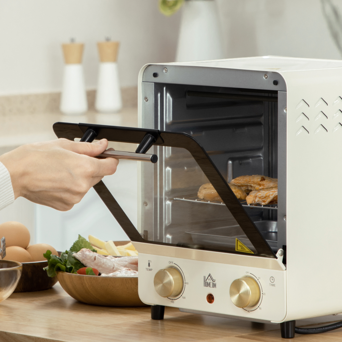 HOMCOM 15L Convection Mini Oven Toaster, 60–230°C Timer, Glass Door & Tray Kit