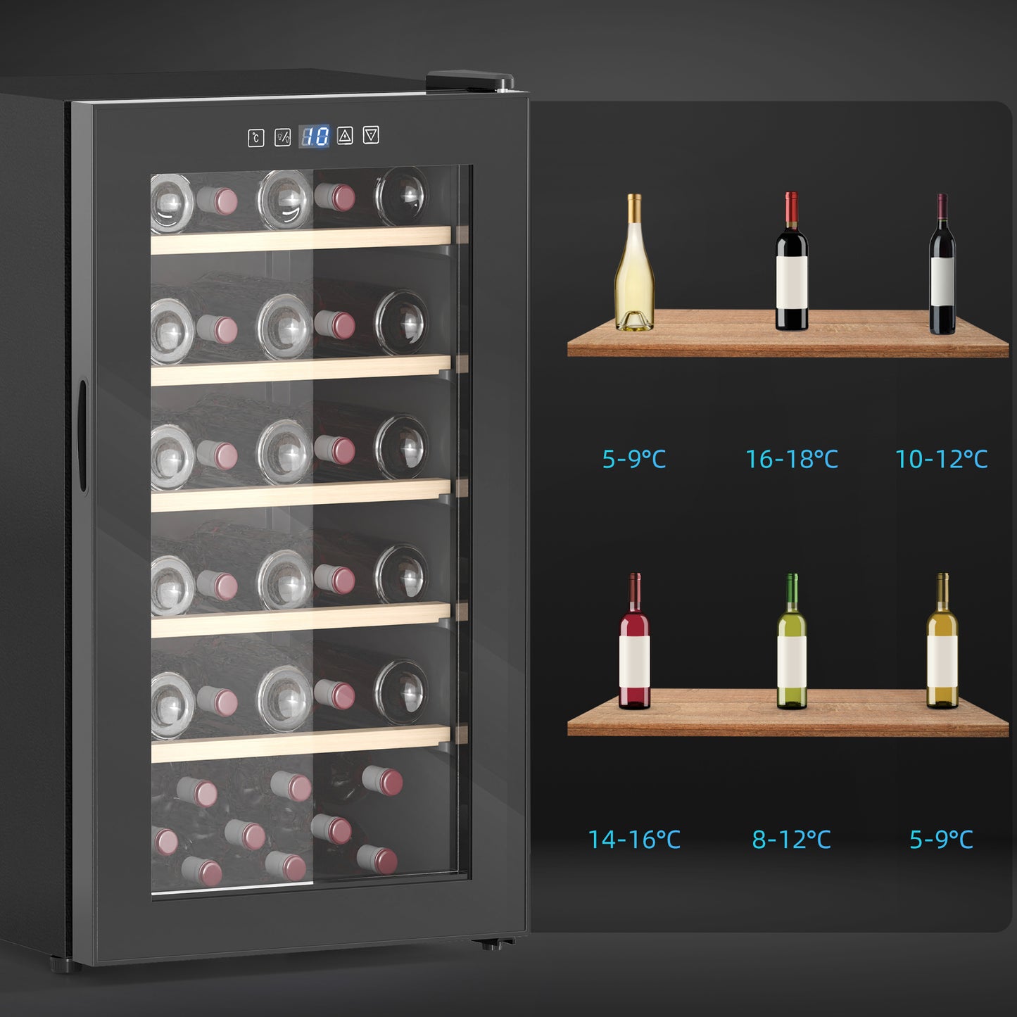 HOMCOM 41-Bottle Freestanding Wine Cooler Fridge with UV-Glass Door, Black