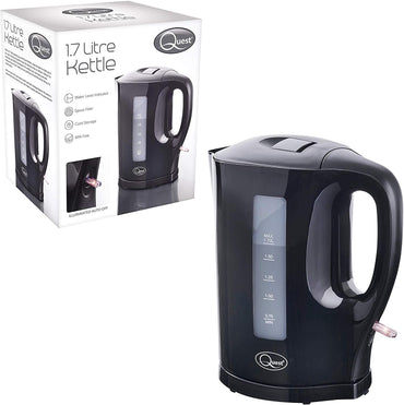 Quest 1.7L Jug Kettle Black 35109 - Fast Boil Home Kitchen Electric Kettle