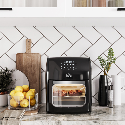 HOMCOM 12L Air Fryer Oven 8 Presets 1800W Rapid Air Circulation Rotisserie Black