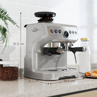 HOMCOM Espresso Machine with Bean Grinder & Steam Wand, 15 Bar, Silver