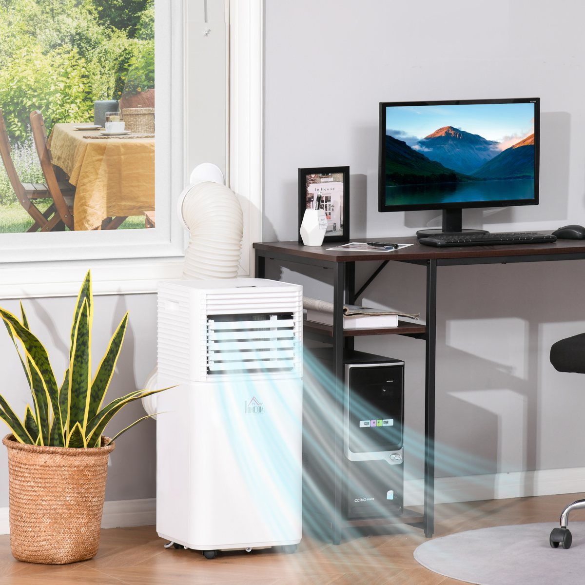 HOMCOM 9000BTU Portable Air Conditioner 4-in-1 Dehumidify Cooling LED Timer Remote