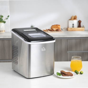 HOMCOM Portable Countertop Ice Maker Machine, Black, 9 Bullet Ice in 8 Min