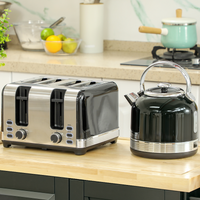 HOMCOM 1.7L 3000W Kettle & 4-Slice Toaster Set with Fast Boil, Black