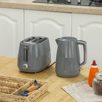 HOMCOM 1.7L Fast Boil Kettle & 2 Slice Toaster Set Grey Silver, BPA Free