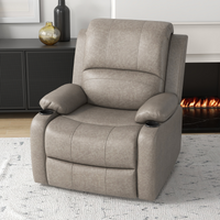 HOMCOM Faux Leather Recliner Armchair with Cup Holders, 135° Manual UK, 150kg
