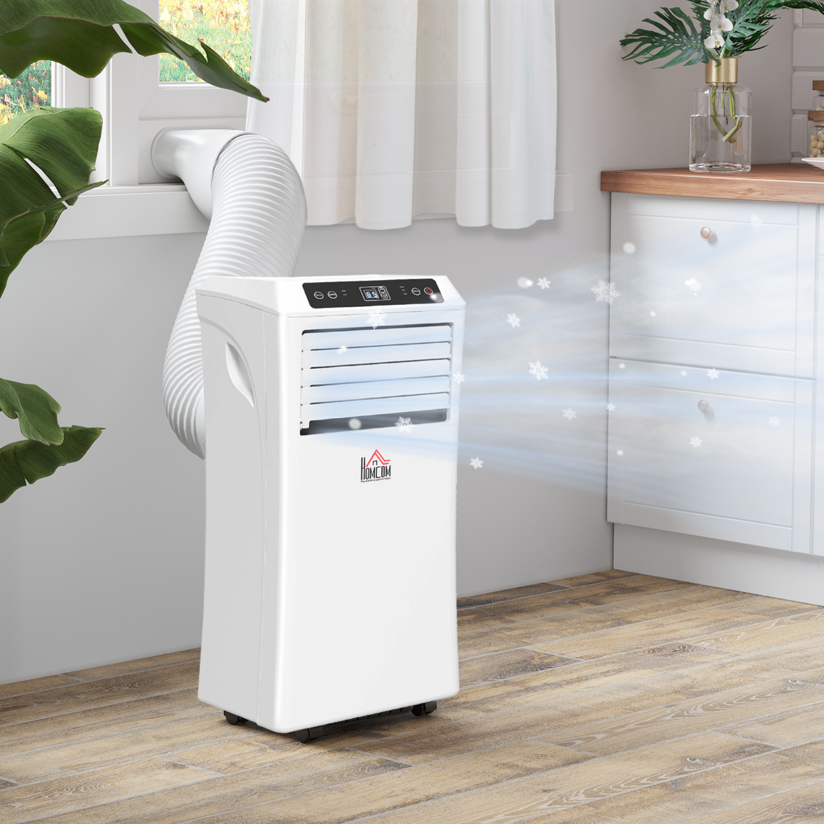 HOMCOM 1080W Portable Mobile Air Conditioner Dehumidifier Fan w RC 24hr Timer