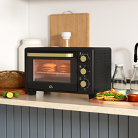 HOMCOM 16L Mini Countertop Oven 1400W Adjustable Temp Timer 100-230°C Black
