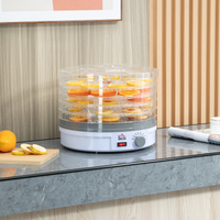 5 Tier Food Dehydrator 245W Stainless Steel Dryer Timer LCD 35-70°C White