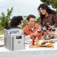 HOMCOM Countertop Ice Maker Machine, 20kg/24h, 3.2L LCD, Self-Clean, 20 Ice Cubes
