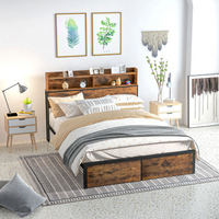 HOMCOM King Bed Frame 5.2FT with Storage Headboard & Under Bed Storage