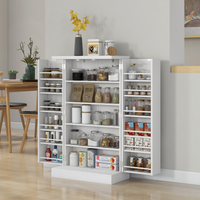 HOMCOM White Kitchen Cupboard Double Doors 5-Tier Shelf 12 Spice Racks