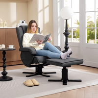 HOMCOM Rocker Swivel Recliner Chair with Footstool, Linen Upholstered