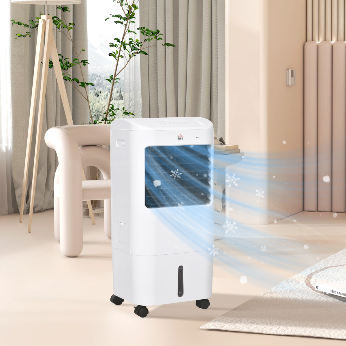 HOMCOM 3-in-1 Air Cooler Fan & Ice, Oscillation, Humidify, Wheels, Timer, UK