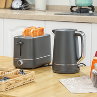 HOMCOM 1.7L 3000W Electric Kettle & 2-Slice Toaster Set Grey Auto Shut-Off