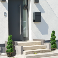 HOMCOM Set of 2 Artificial Boxwood Topiary Spiral Trees in Pots, 90cm