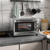 HOMCOM 30L Mini Oven 1600W Silver Adjustable Thermostat Timer 60 Min 3 Heat