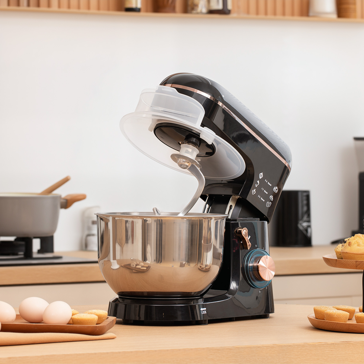 1400W Stand Mixer 5L Stainless Steel Bowl 6 Speed Pulse Tilt-Head Black