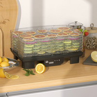 HOMCOM 6-Tray Food Dehydrator Machine, 40–70°C Fruit Meat Veg Dryer, Black