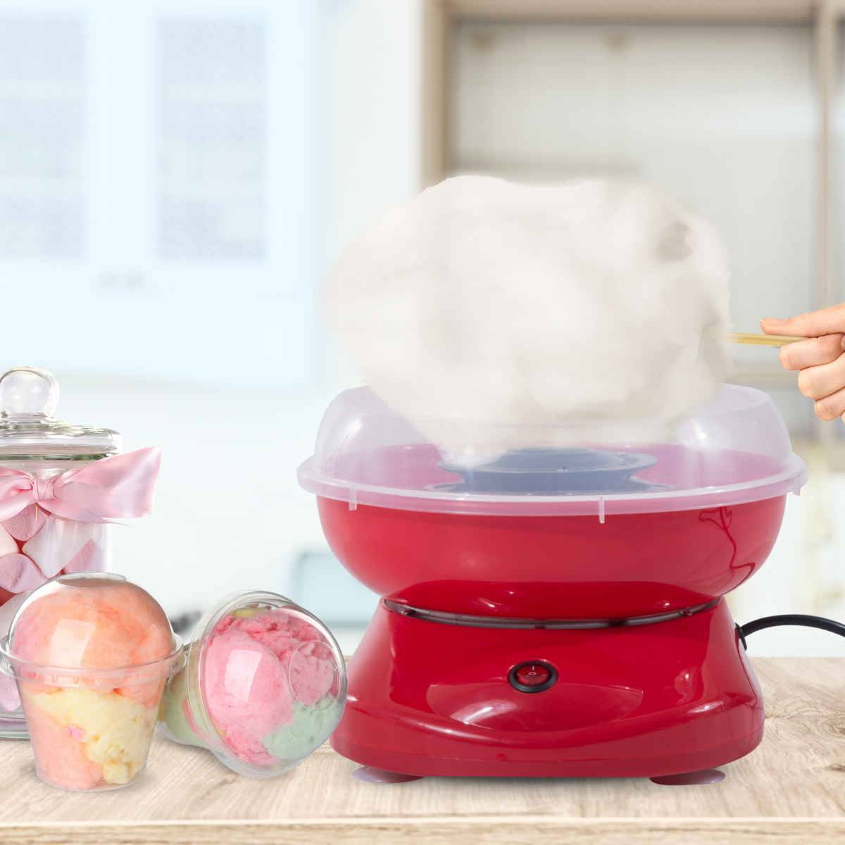 Candy Floss Machine 450W Red Stainless Steel 2 Quartz Tubes Party Treats UK