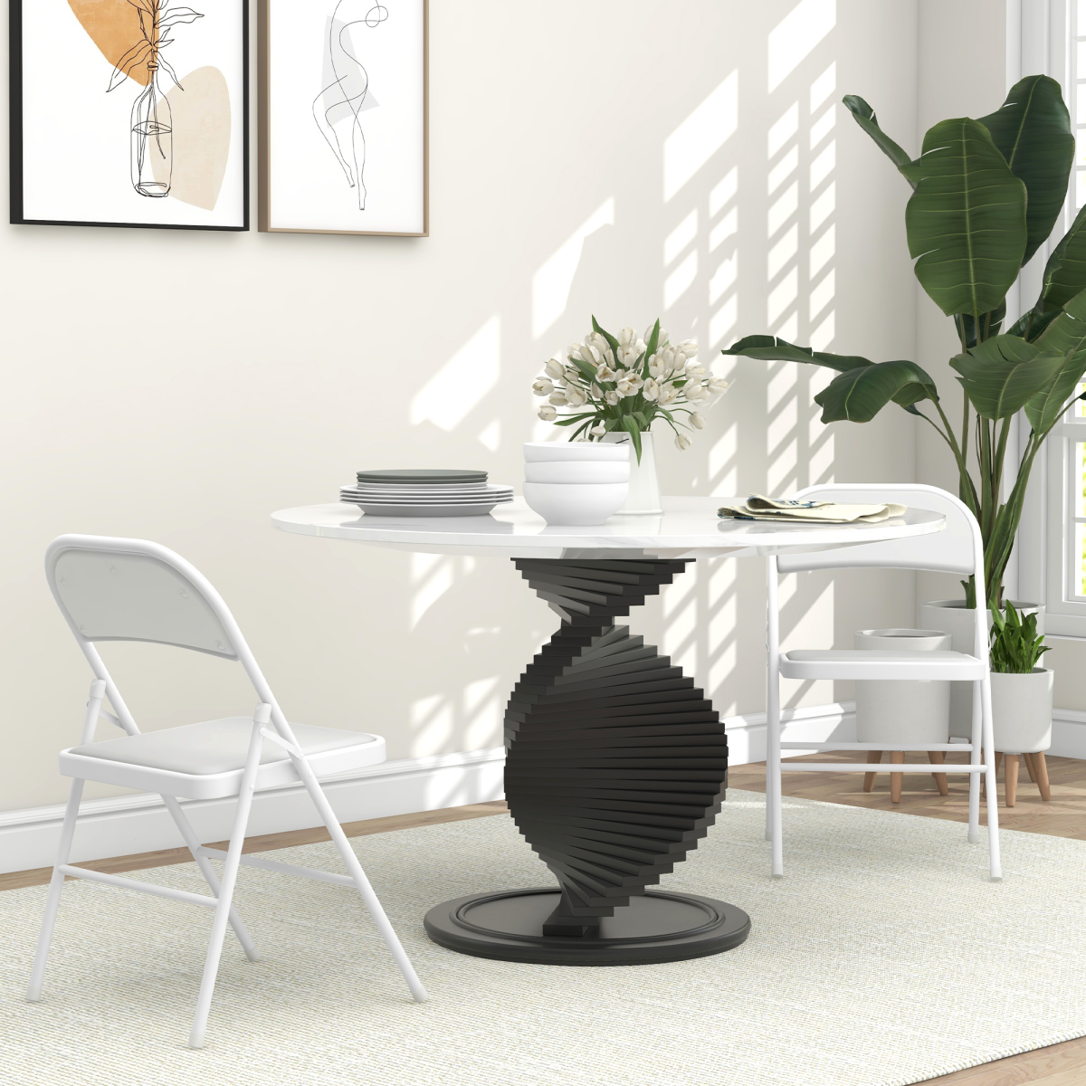 HOMCOM 2 Pack Padded Folding Chairs Cushioned Seat Metal Frame White PU Leather