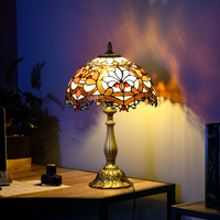 HOMCOM Stained Glass Table Lamp Antique Sunflower E27 Bulb Not Included 48cm