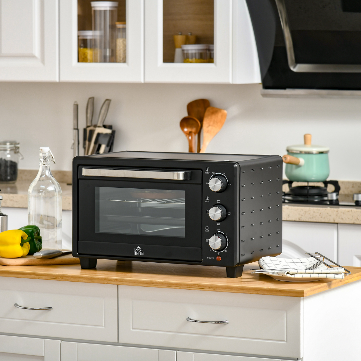 Mini Oven 21L 1400W, Grill Toaster Timer, 0-60min, Tray & Wire Rack