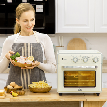 HOMCOM 7-in-1 20L Toaster Oven Air Fryer 4-Slice 1400W Timer 90-230℃ 360°