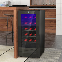 HOMCOM 50L Wine Cooler Fridge 18 Bottles Undercounter Glass Door LED 41dB