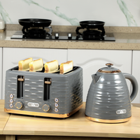 HOMCOM 1.7L Kettle & 4-Slice Toaster Set, Rapid Boil, Grey, 7 Browning Levels
