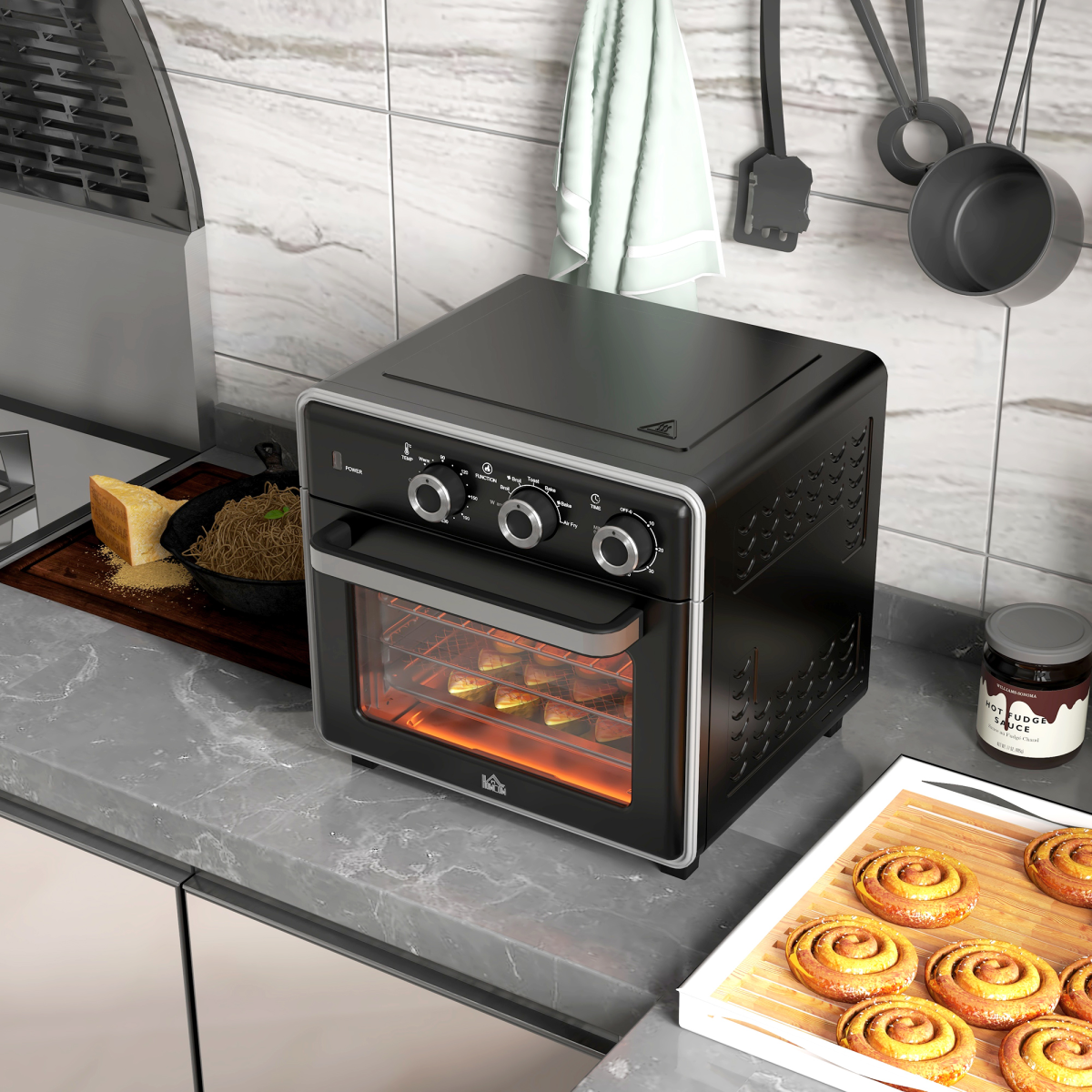 HOMCOM 20L Air Fryer Oven Mini Countertop Convection Oven 1400W Black