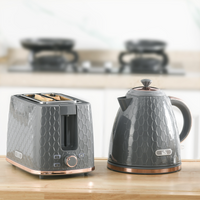 HOMCOM 1.7L Kettle & 2 Slice Toaster Set Fast Boil Honeycomb Grey UK