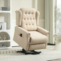 HOMCOM Power Lift Recliner Armchair Wingback Button Tufted Beige 135kg Electric Lift