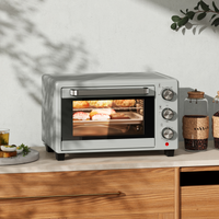 HOMCOM 21L Mini Electric Oven Grill, Adjustable Temp 100-230°C, 1400W Silver