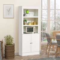 White Kitchen Cupboard Sideboard with 6-Tier Shelving, Double Door Storage