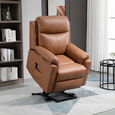 HOMCOM Electric Power Lift Chair Riser Recliner w/ Remote Control Brown 120kg