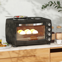 HOMCOM 36L Toaster Oven 2 Hot Plates 2600W Grill Roast Bake with Timer Black UK