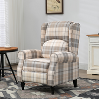 HOMCOM Khaki Recliner Chair Wingback Armchair Adjustable Back 150kg 90-150°