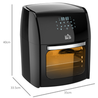 HOMCOM 12L Air Fryer Oven 8 Presets 1800W Rapid Air Circulation Rotisserie Black