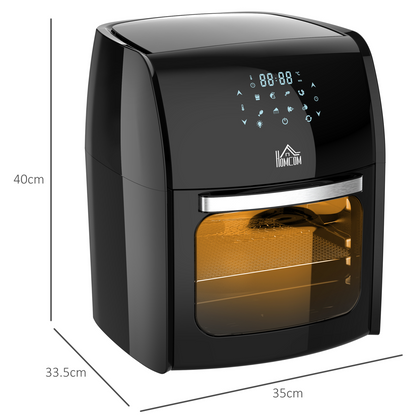 HOMCOM 12L Air Fryer Oven 8 Presets 1800W Rapid Air Circulation Rotisserie Black