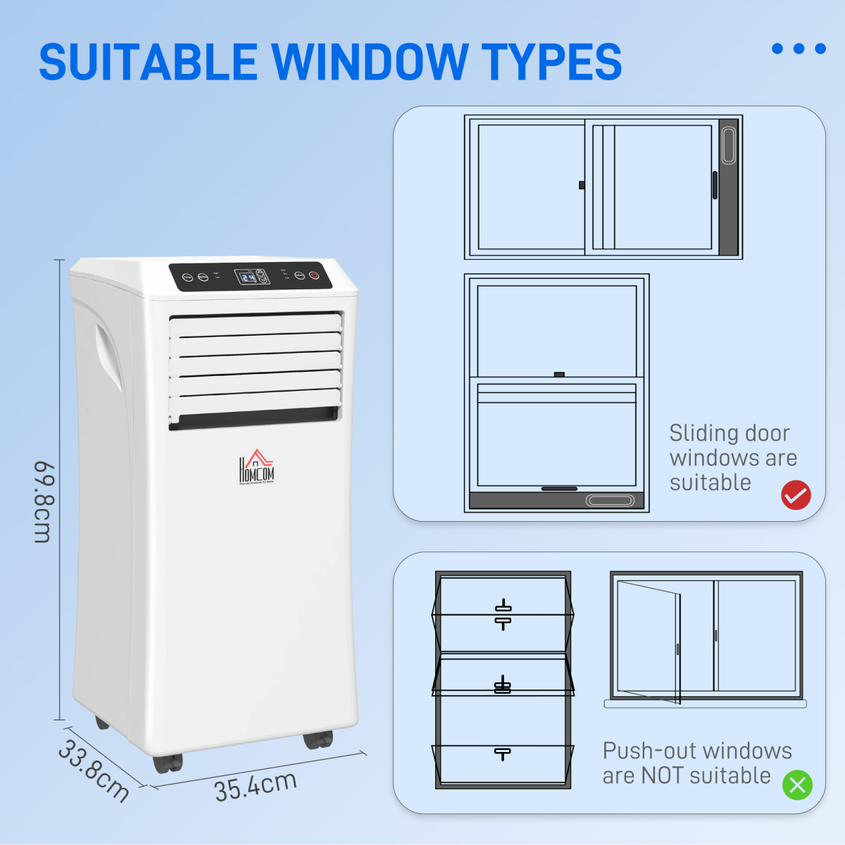 HOMCOM 1080W Portable Mobile Air Conditioner Dehumidifier Fan w RC 24hr Timer