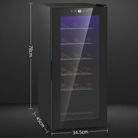 HOMCOM 50L Wine Cooler Fridge 18 Bottles Undercounter Glass Door LED 41dB