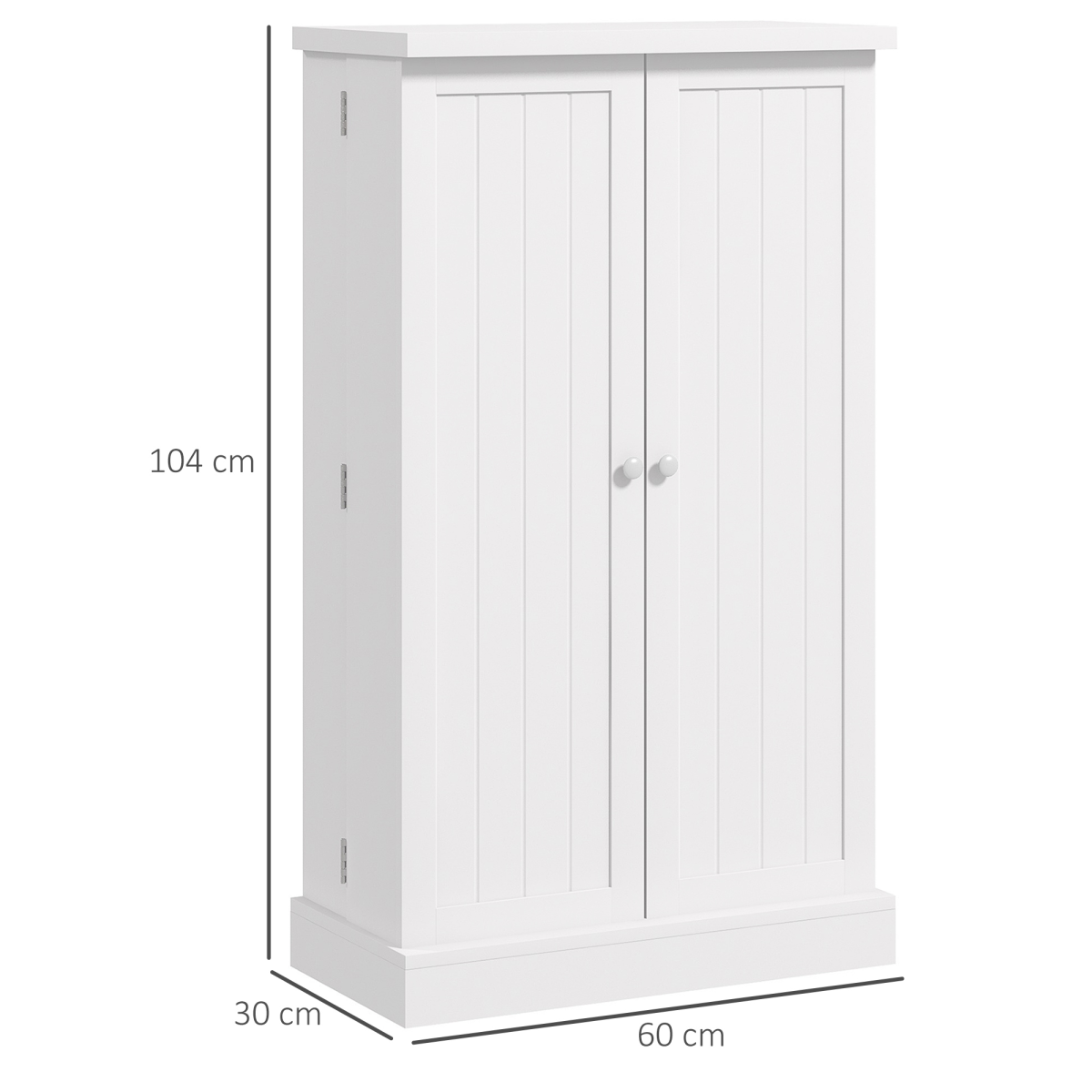 HOMCOM White Kitchen Cupboard Double Doors 5-Tier Shelf 12 Spice Racks