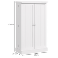 HOMCOM White Kitchen Cupboard Double Doors 5-Tier Shelf 12 Spice Racks