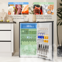 HOMCOM 91L Freestanding Under-Counter Mini Fridge w/ Salad Drawer, Silver