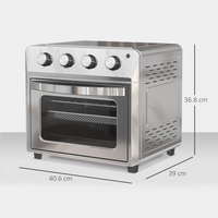 HOMCOM 24L Air Fryer Oven 1600W 90-230°C Grill Bake Roast Compact 7 Modes