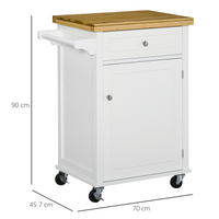 Rolling Kitchen Cart Storage Trolley with Drawer Towel Rail White UK