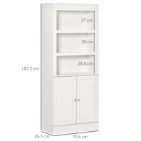 White Kitchen Cupboard Sideboard with 6-Tier Shelving, Double Door Storage