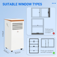 HOMCOM 9000BTU Portable Air Conditioner R290 4 Modes Timer LED Remote Wheels